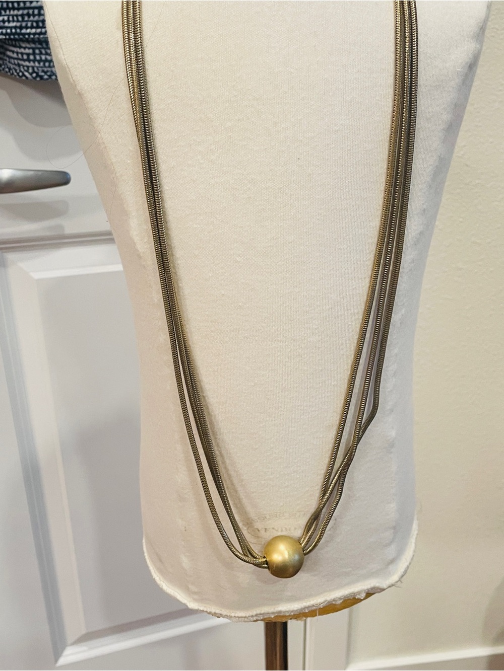 Source Unknown Multi-Strand Gold and Brass Pendant Necklace